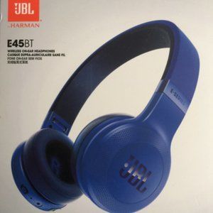 JBL E45BT Wireless Bluetooth On-Ear Headphone with microphone blue color.